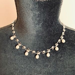 Lia Sophia Pearl Rhinestone Leaf Necklace